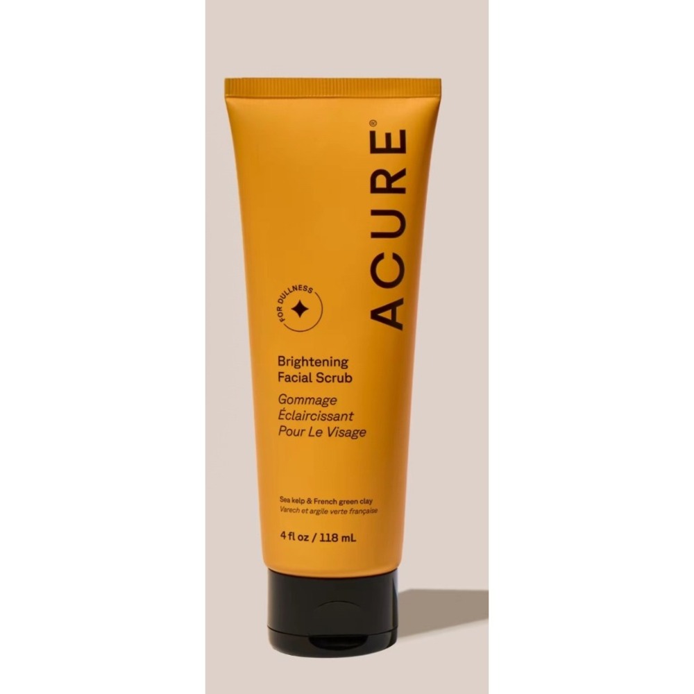 Acure Brightening Facial Scrub Sea Kelp & French Green Clay Exfoliator 4 fl oz